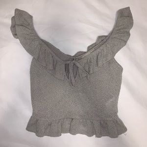 Urban Outfitters off the shoulder gray blouse